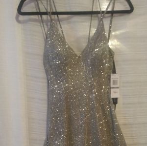 Sequin Hearts.
Dbl Spaghetti Strap Fit-and-Flare